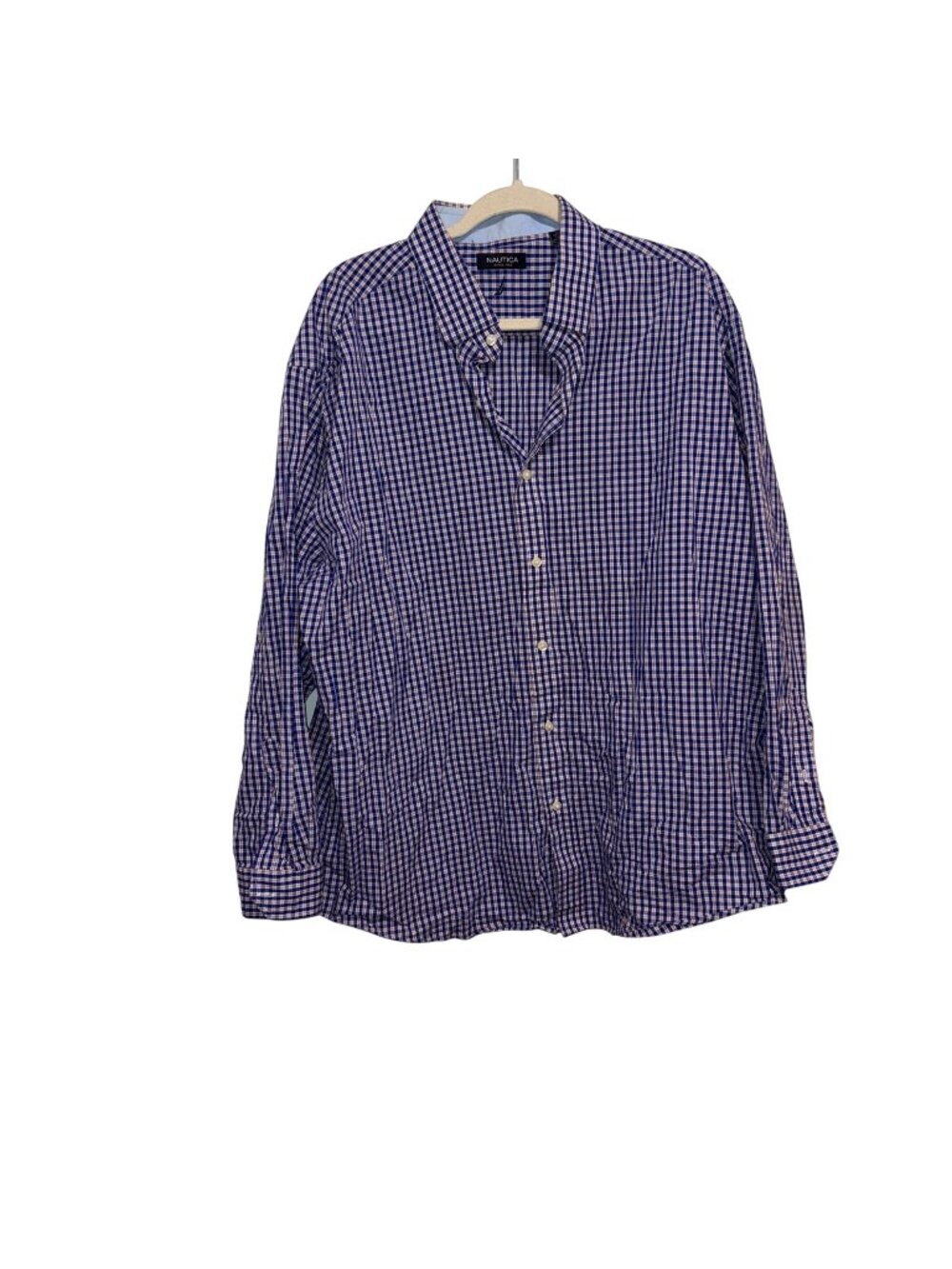 Nautica Mens XXL Classic Fit Long Sleeve Blue/Red Plaid Button Down Shirt